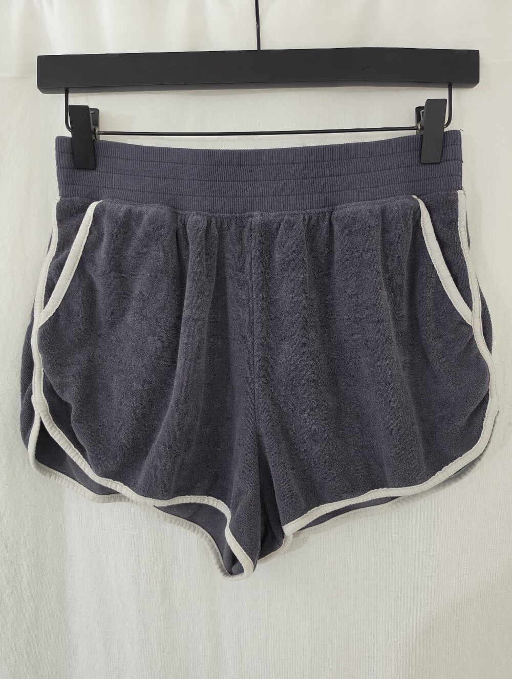 SO Boyfriend Terry Lounge Short in Gray & White Trim Women's Size M